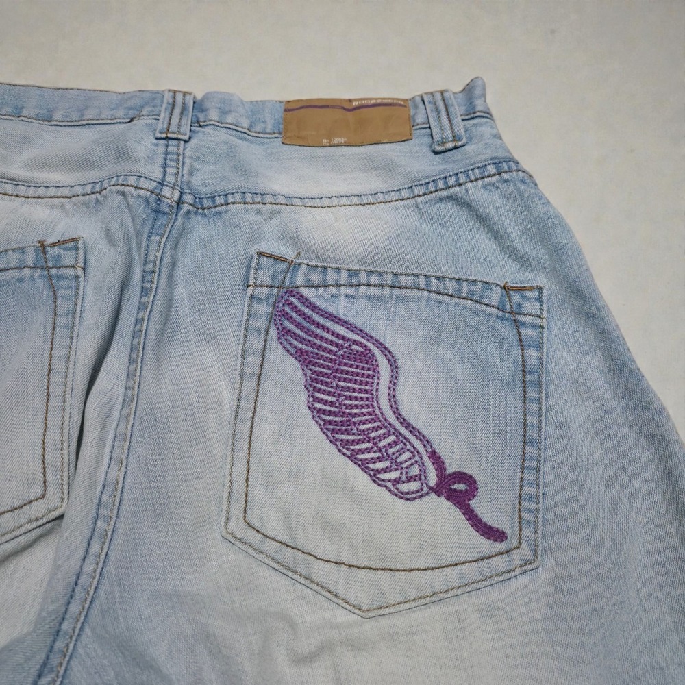 Vintage Y2K Rocawear Baggy Denim Wide Fade Shorts Hip Hop Skater Size 32 Long